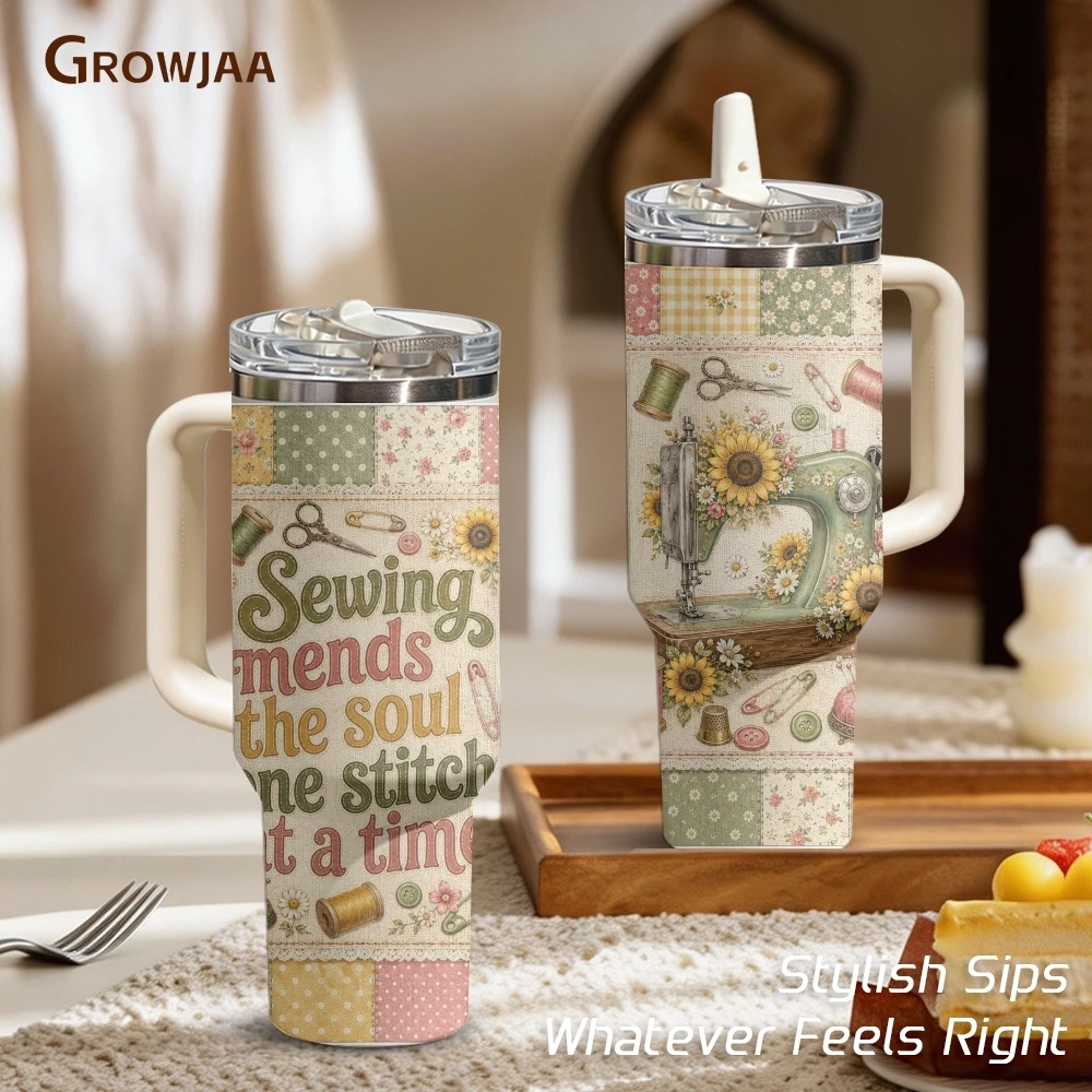 One Stitch At A Time Vacuum Flasks 40oz 3rd Gen Vacuum Insulated Stainless Steel Tumbler Cup With Handle Straw Lid For Gifts