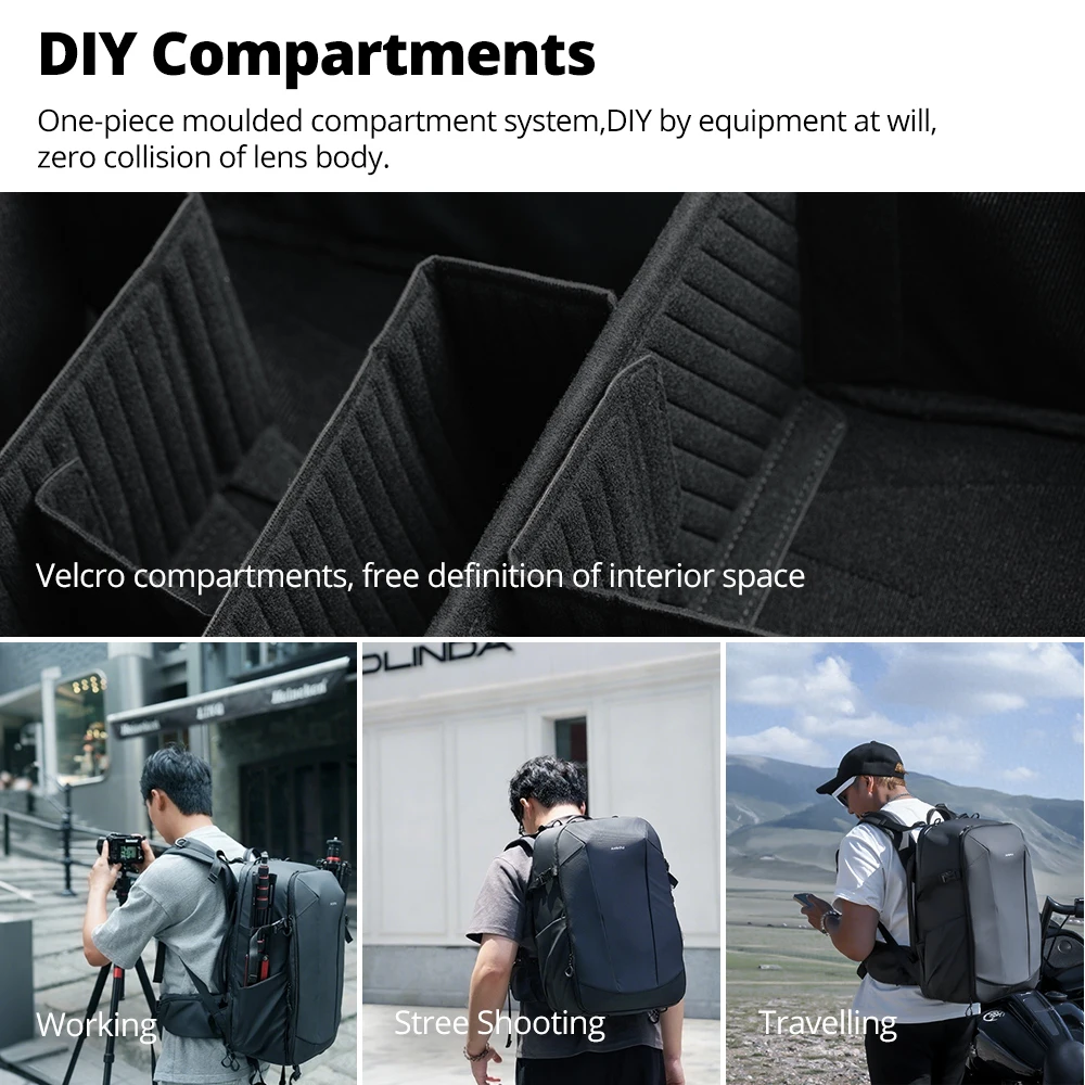 Ambitieux sac de photographie un sac à dos magique OM28 sac de lumière de photographie en plein air pour appareil photo remplir lentille de lumière ordinateur portable voyage randonnée