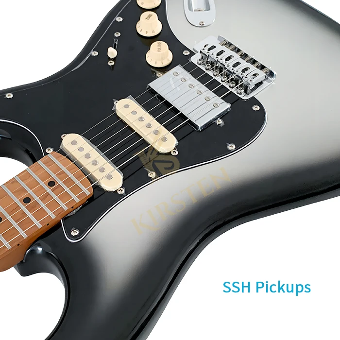 أداة وترية مخصصة تقبل التقاطات ألنيكو SSH أحمر أسود 39 بوصة مابل الرقبة الحور الجسم الغيتار الكهربائي