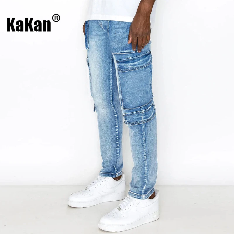 Kakan - European and American New Elastic Jeans for Men, Trendy Tight Washed Work Wear Pants K65-8808