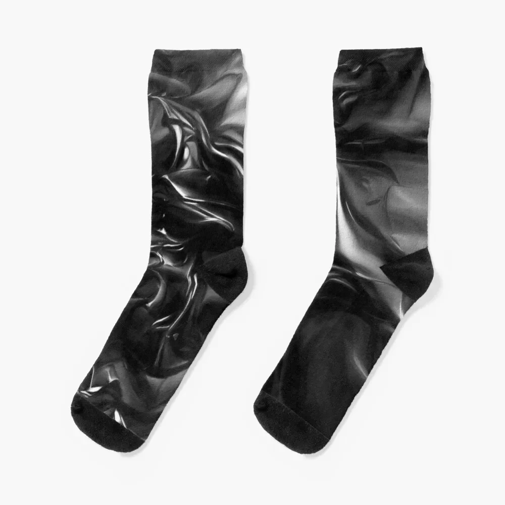 

Black Satin Fabric Series 4 Socks floor hockey hiphop Socks Men's Women's