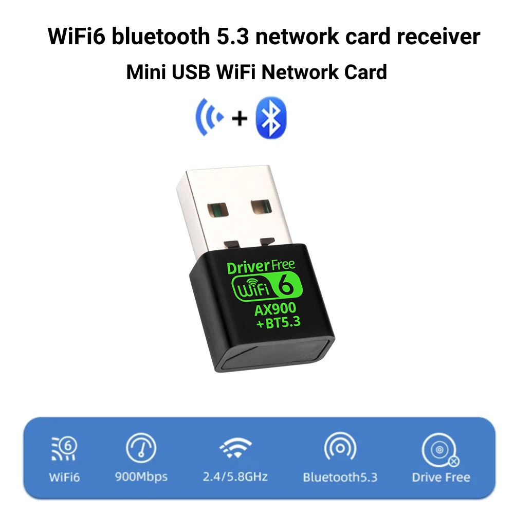 USB Wi-Fi Bluetooth 900 адаптер 2 в 1, 5,3 Мбит/с, 2,4 ГГц и 5 ГГц