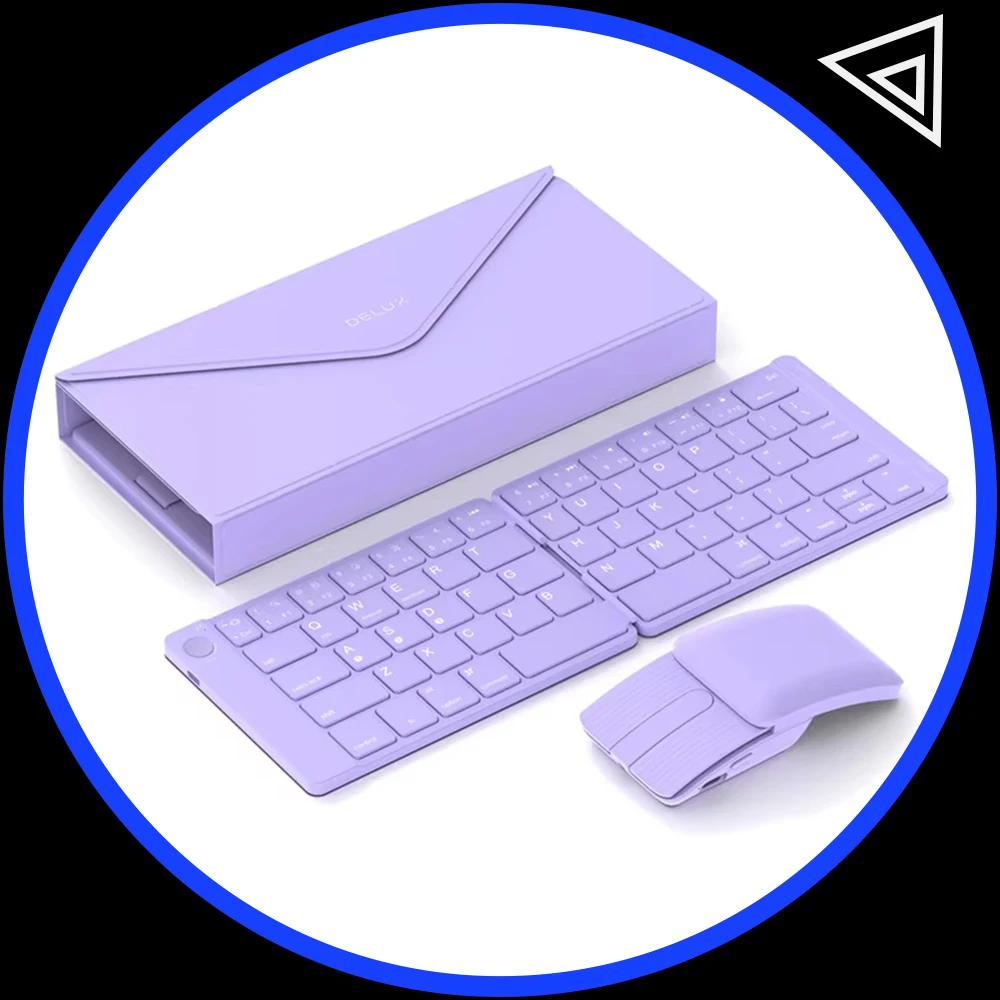 DeLUX MF10 Office Mouse Bluetooth Connection 1600DPI Folding Mouse And Keyboard Suit Light Weight  Mute For Pc Accessories Gifts