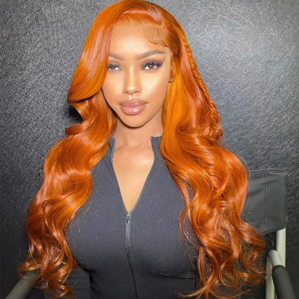 

HD Transparent 13X4 Ginger Orange Body Wave Lace Front Wig 350 Color 13X7 Lace Frontal Brazilian Human Hair Wig For Women