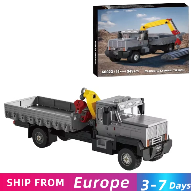 349PCS Klassische Kran Lkw Bausteine Stadt Transport Auto Modell Ziegel Dekoration Display Diy