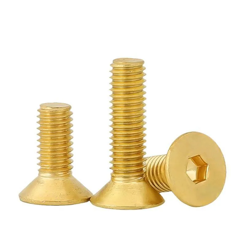 Brass Flat DIN7991 Screw M2 M2.5 M3 M4 M5 M6 M8 M10 Pure Brass Hexagon Hex Allen Socket Countersunk Head Screws Bolts
