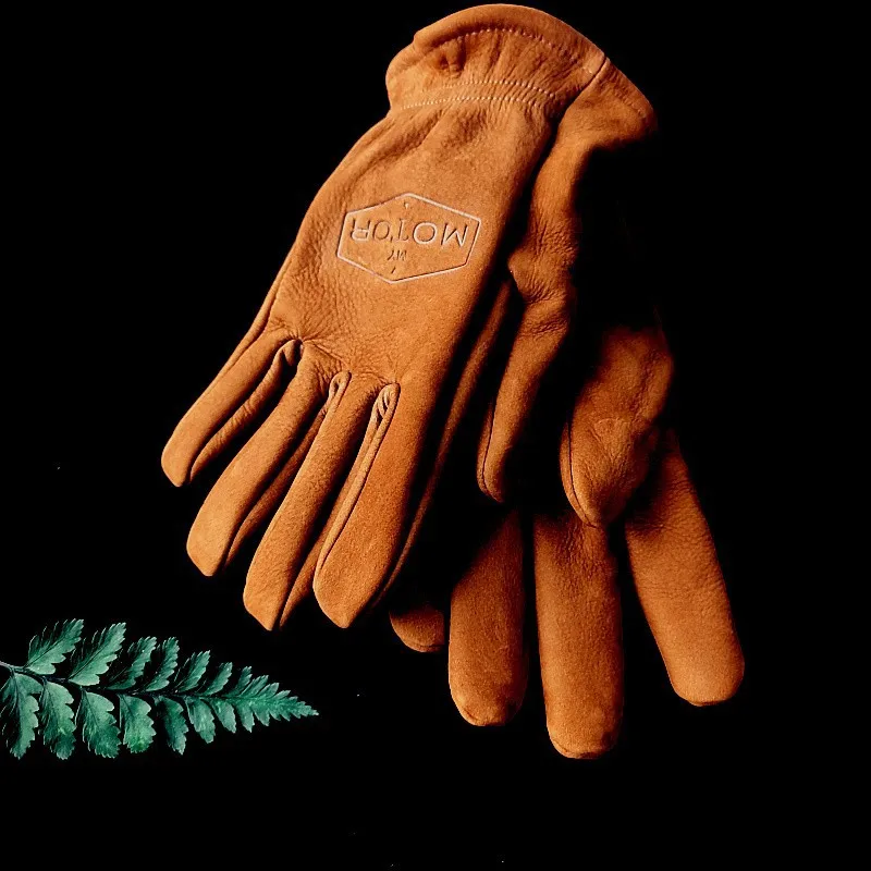 Guantes de motocicleta Retro Para hombres y mujeres, alta calidad, conducción, primera capa, cuero de vaca, resistente al desgaste, manoplas de