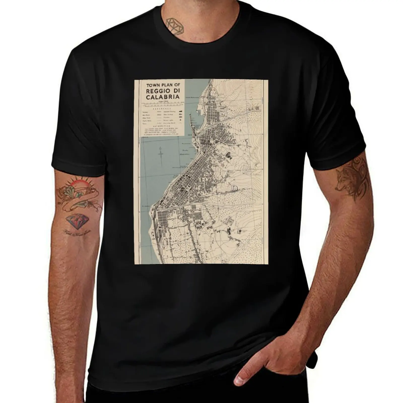 

Vintage Reggio Calabria Italy Map (1943) T-Shirt man t shirt cotton high quality man t shirts high quality luxury brand T-Shirt