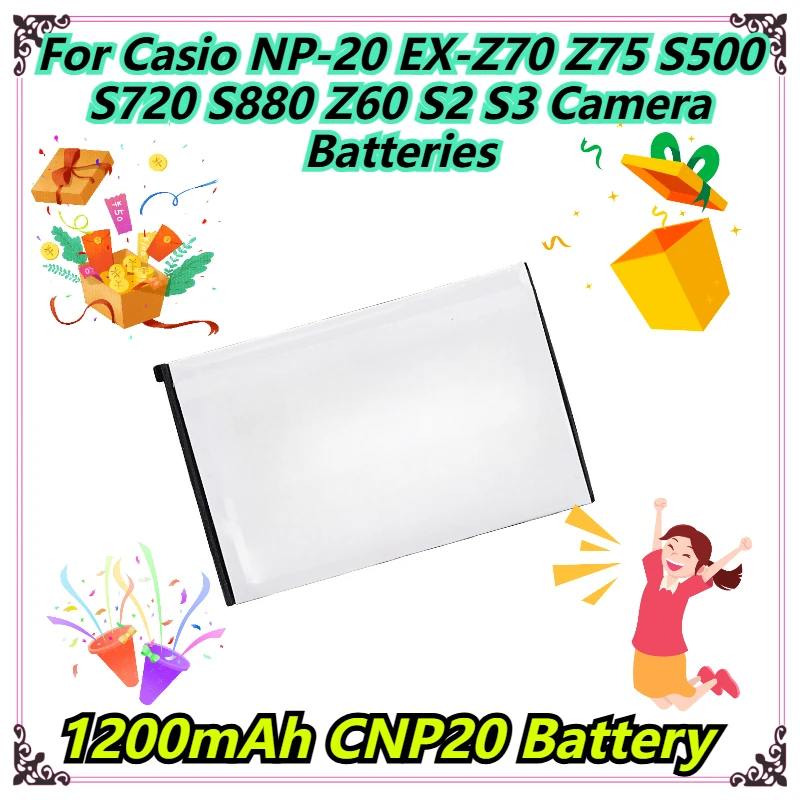 

1200mAh CNP20 Battery For Casio NP-20 EX-Z70 Z75 S500 S720 S880 Z60 S2 S3 Camera Batteries