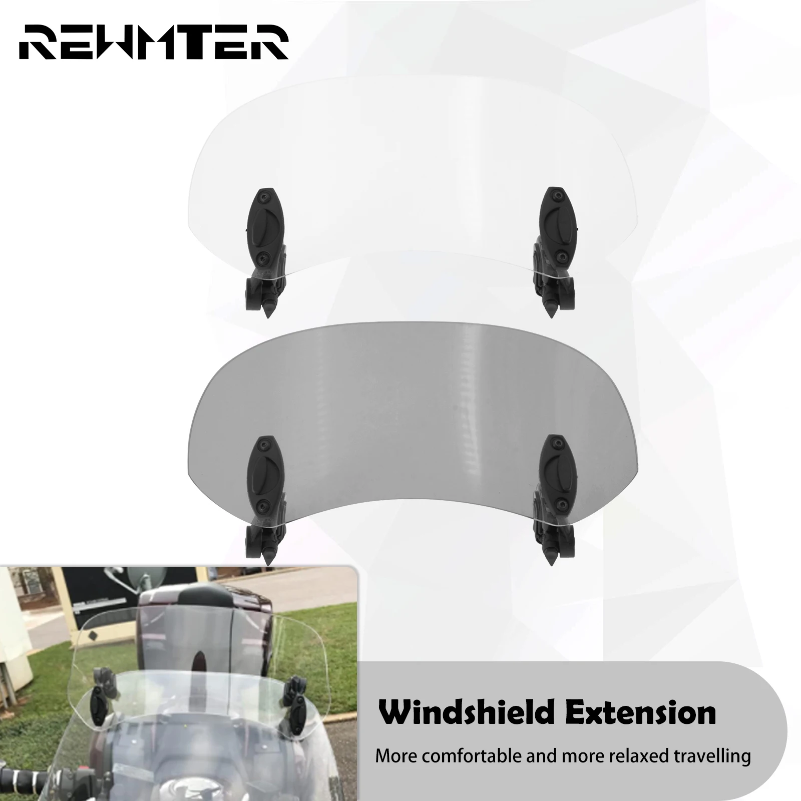 

Universal Motorcycle Windshield Extension Adjustable Spoiler Clamp-On Windscreen Wind Deflector For Harley For Yamaha For Suzuki