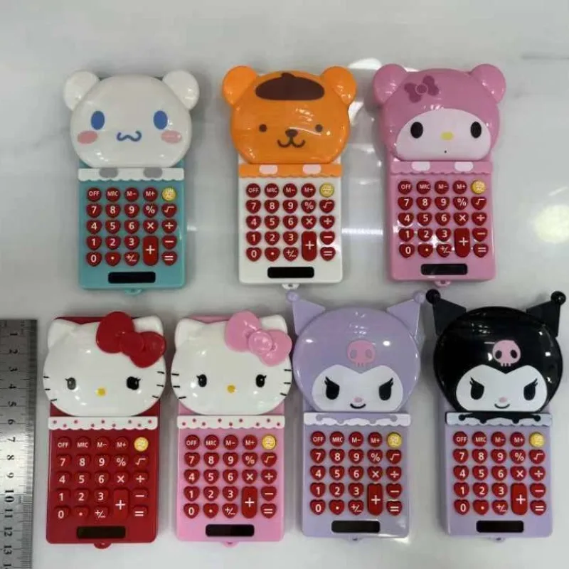 

Милый мини-калькулятор Sanrio Hello Kitty с крышкой-слайдером, мультяшный дизайн My Melody, на солнечной батарее, 8-разрядный, для счета, подарок