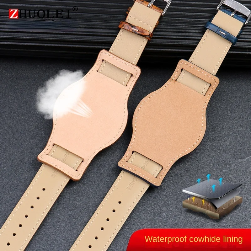 الطبقة الأولى جلد البقر والجلود سوار 18 20 مللي متر 22 مللي متر حزام ساعة مع حصيرة التمساح الملمس حزام الساعات ل رولكس تيودور أوميغا
