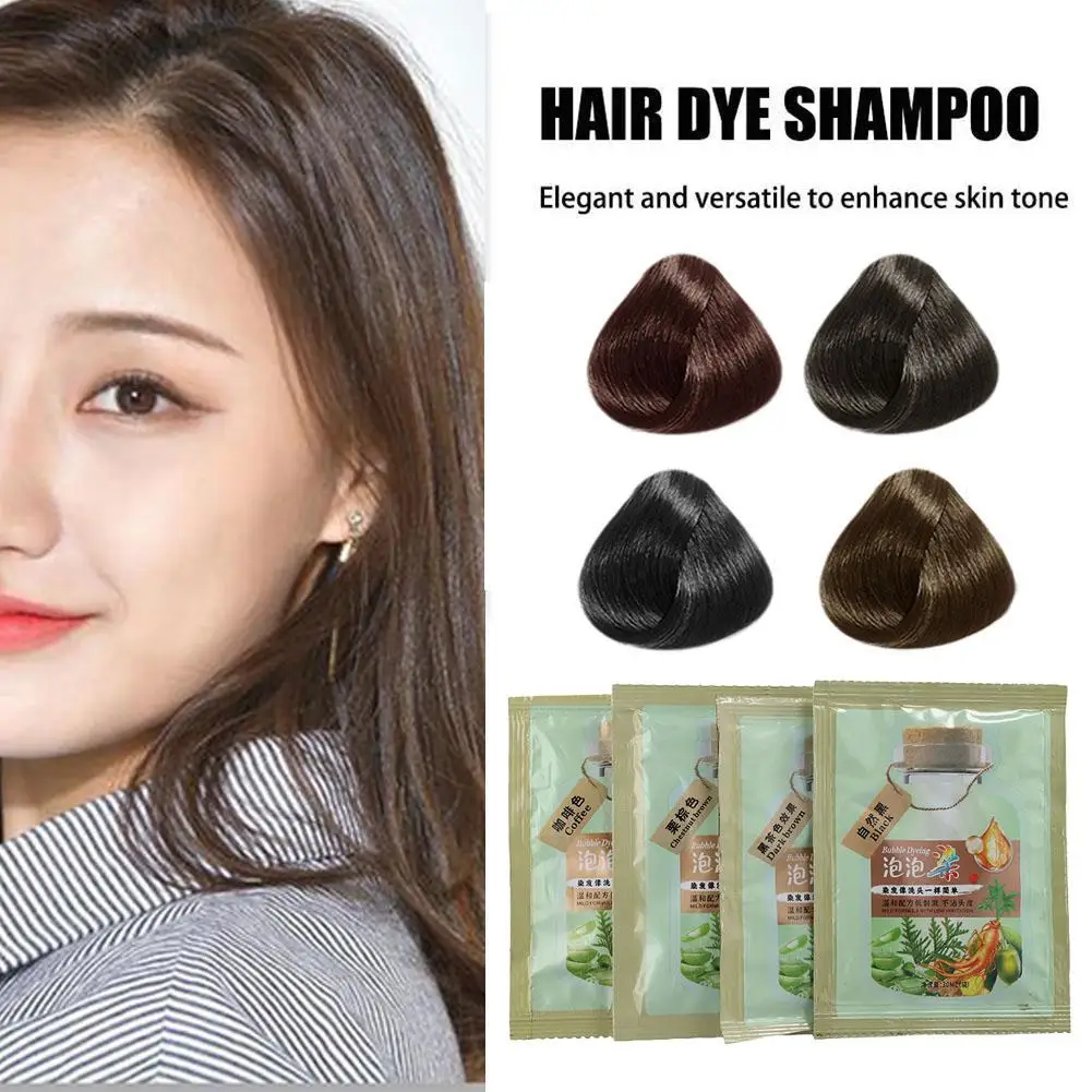 Hair Dye Shampoo Natural Plant Bubble Hair Lasting Coloring Non-irritating Repair Gray White Fashion Hair Care Unisex