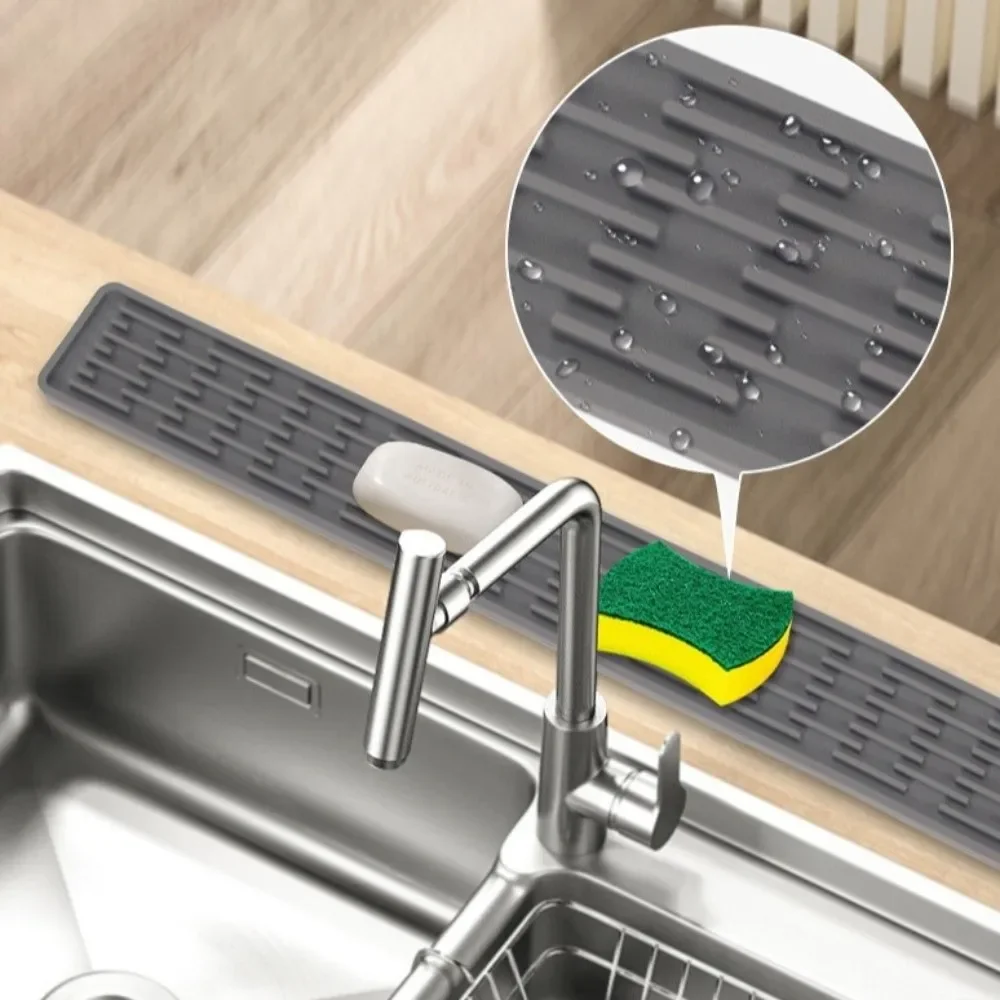 Non-slip Silicone Drainage Mat Foldable Utensils Drying Longer Faucet Mat Large Size Multifunctional Dish Drying Mat