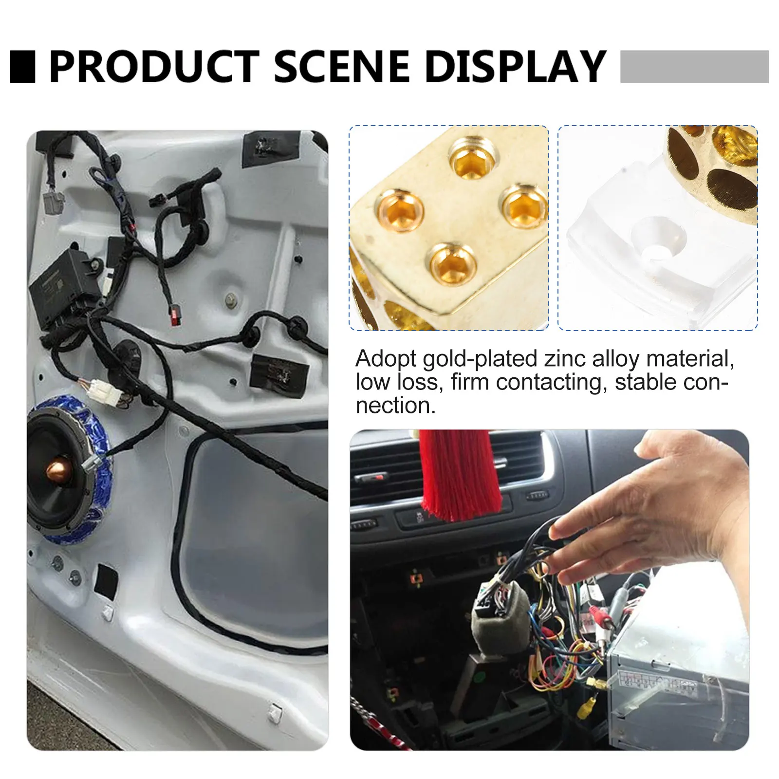 

Car Audio Splitter Box Gold plated Zinc Alloy Block Ground Distributor Stable Connection Low Loss Firm