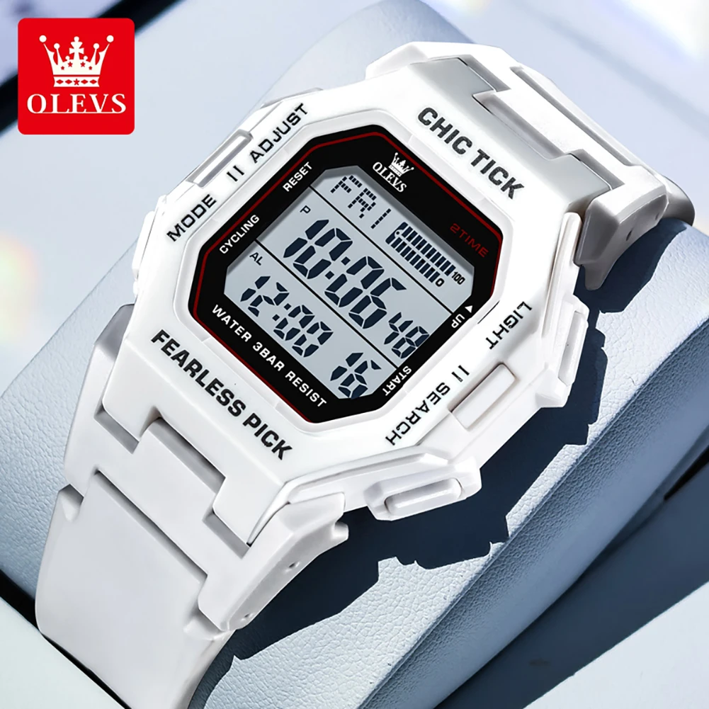 

OLEVS Electronic Watches Sport Fashion Waterproof Sweat-proof Silicone Strap Original Wristwatch for Man Alarm Clock Date 1119