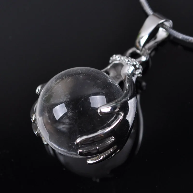 Clear Quartz Crystal Natural Round Bead GEM Pendant Jewelry S331