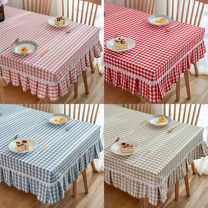 

Plaid Tablecloth Rectangular Cotton Linen Lace Classic Design Kitchen Tea Dining Table Table Cover Home Party Decoration Mesa