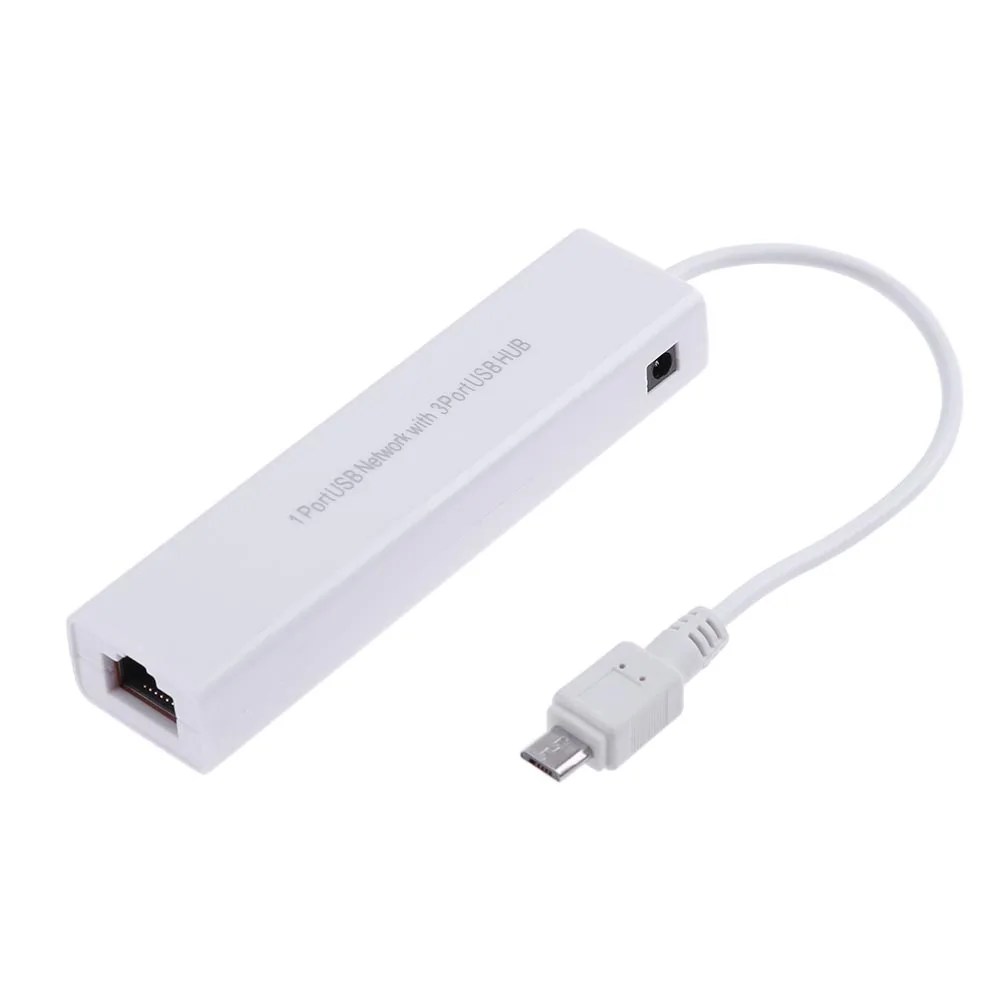 

OTG-хаб с 3 портами USB 2.0, адаптер Micro USB на RJ45 LAN 10/100 Мбит/с, сетевая карта