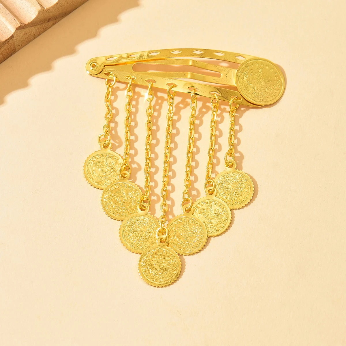 

Винтажная этническая металлическая круглая цепочка с кисточкой, заколка для волос, универсальный аксессуар для танцев