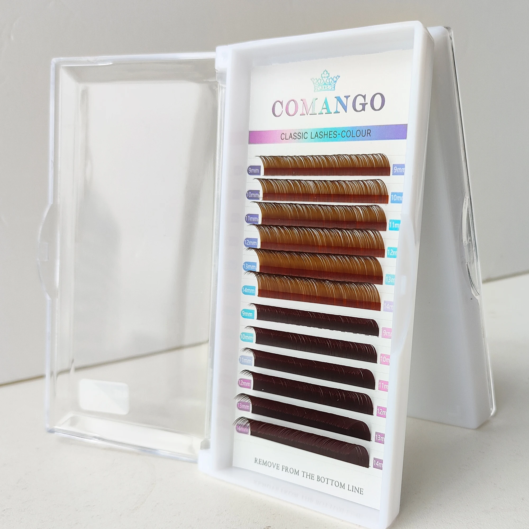 12rows/tray 0.07mm Ombre Pink/Purple/Blue/Brown Colored Eyelash Extension Mix9-14mm Individual Eyelashes Soft Natural Synthetic