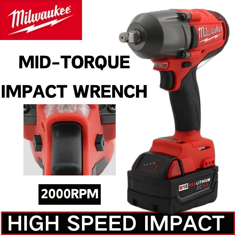 Milwaukee Cordless 1300 NM High Speed Impact Wrench Mid-Torque Wrench 1/2 inch Screwdriver Car Truck Repair Motor Electric Tools