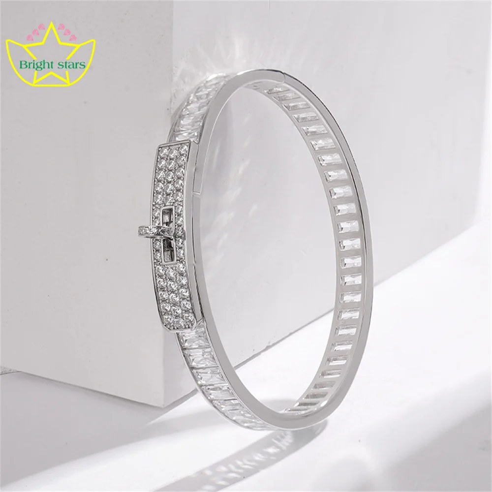 Bright Stars S925 Full Star H bracelet female niche design plated 18K gold row full diamond light luxury fashion bracelet