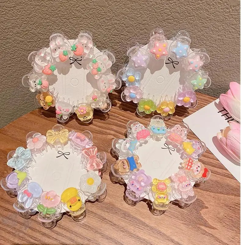 

5pcs Children's Hairpins Baby Sweet Side Barrettes Girls Candy Jelly Cartoon Flower Hair Headdress Small Bangs Clip