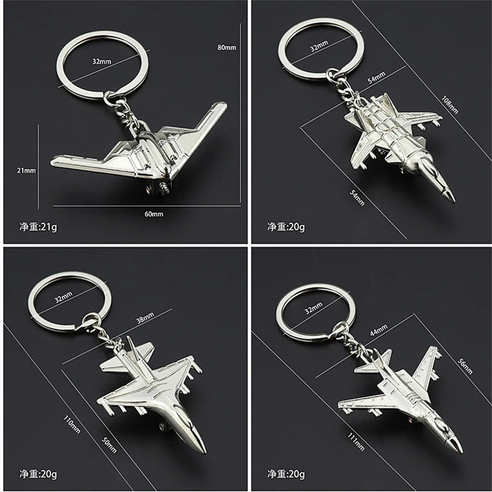 Aircraft Key Chain Combat Plane Model Car Key Ring Creative Metal Fighter Pendant Accessories Boy Man\'s Favorite Exquisite Gift