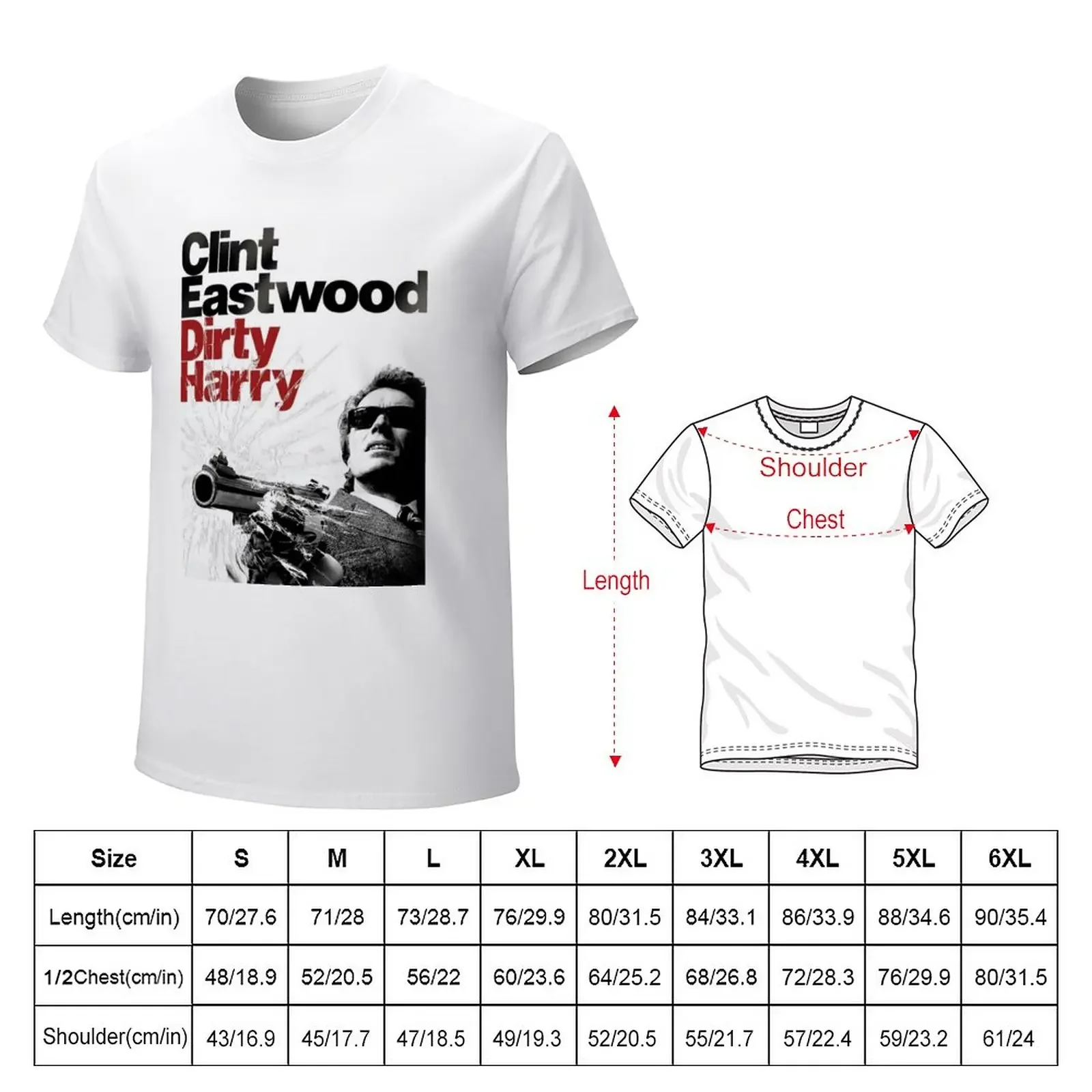 Dirty Harry by Clint Eastwood Movie Poster T-Shirt plus sizes Aesthetic clothing Blouse plain white t shirts men