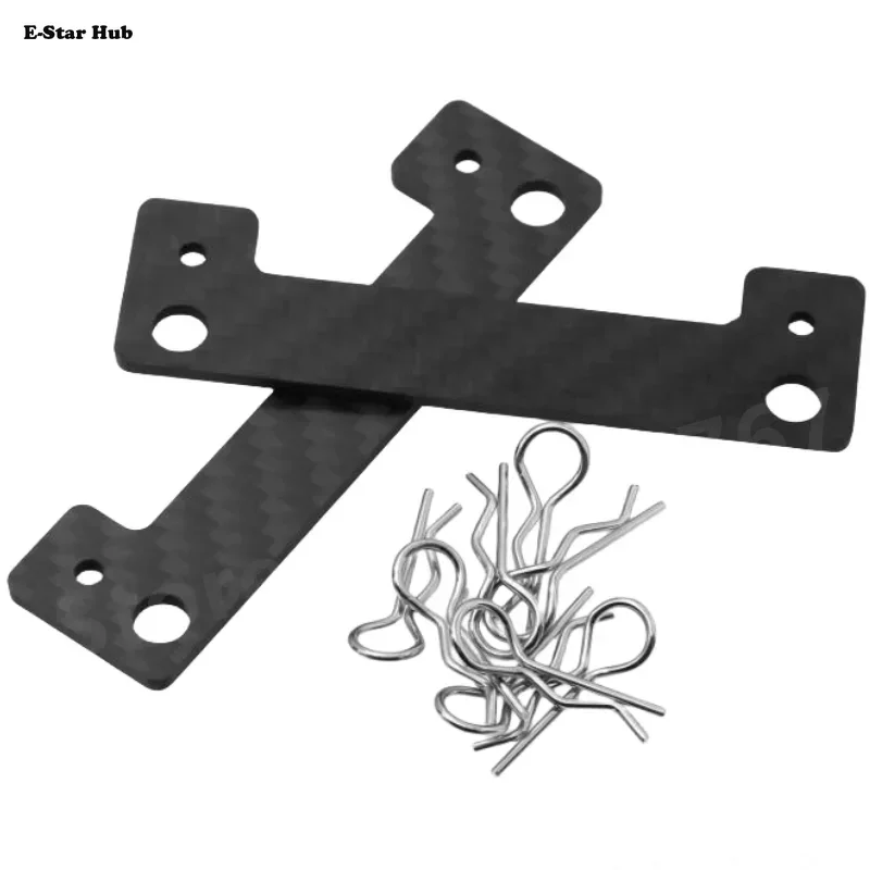 E-Star Hub Carbon Fiber Body Posts Magnet Fixed Mount Bracket with Clips for 1/10 RC Car TAMIYA TT02 XV01 TT01 Upgrade Parts Acc