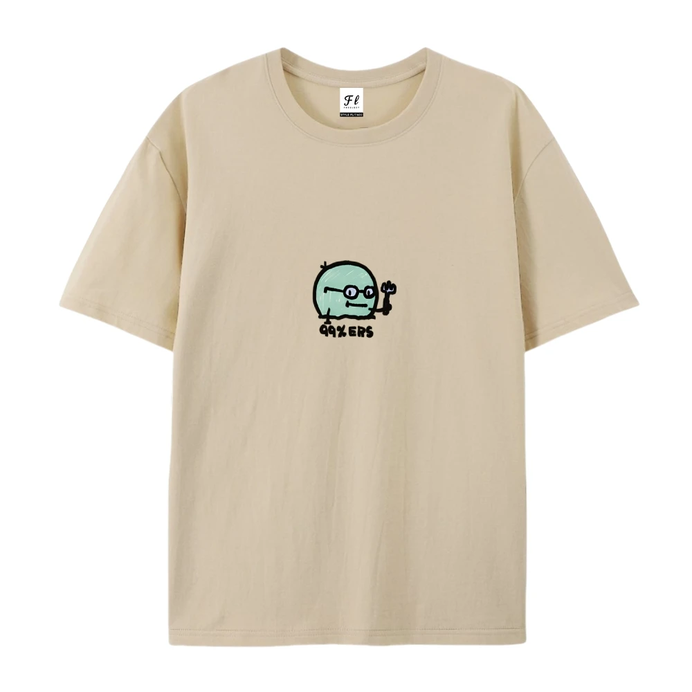 تي شيرت قطني Y2K للرجال برسومات كرتونية خضراء نص المشاهير شارع فيبي أبيض فضفاض TopY2K Street FlairTrendy Comfort