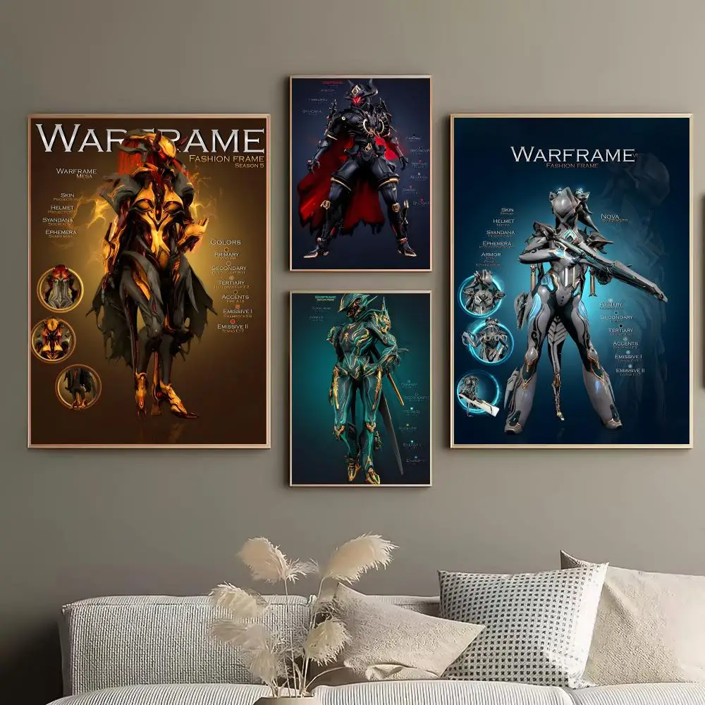 Popular Games W-WarframeS Poster Durable HD PVC Wall Art - Waterproof Peel & Stick Easy Clean For Home Bar