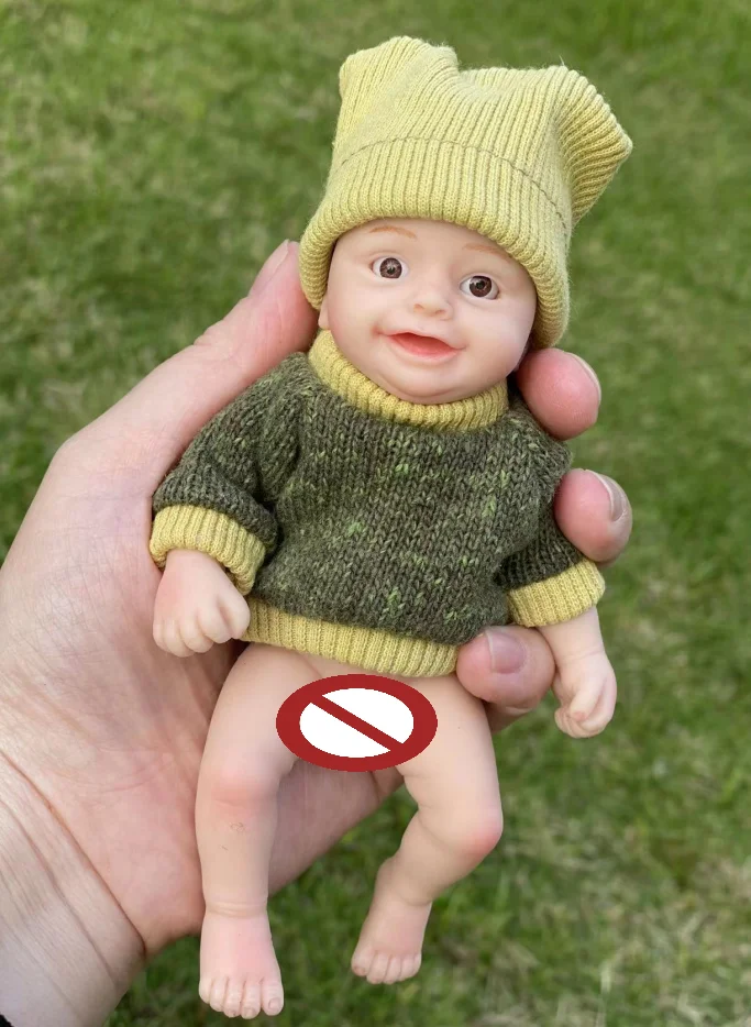 6 Inch Mini Reborn Doll Full Body Silicone Bebe Reborn Doll Handmade Lovely Smile Boys кукла реборн мальчик Blue Or Brown Eyes