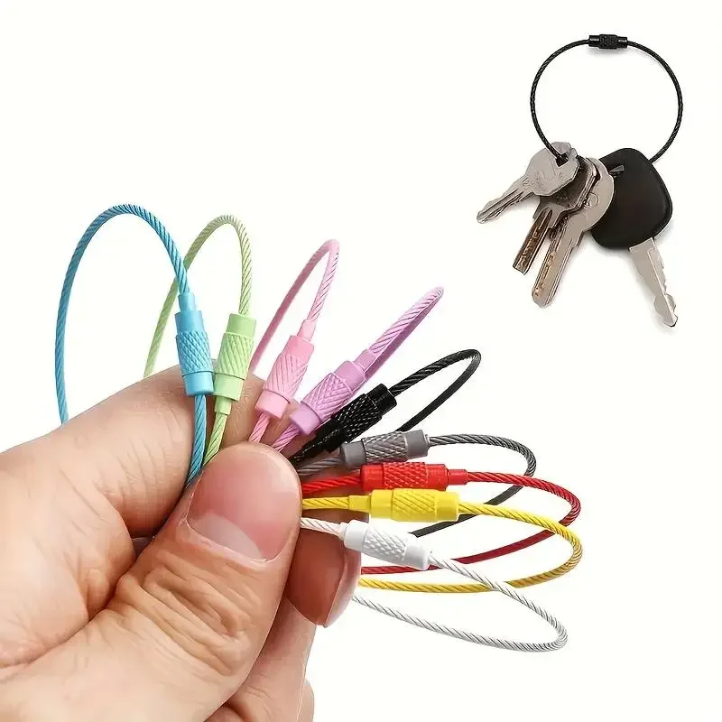 10 Stück bunte Gepäckanhänger-Schlüsselanhänger-Clips aus Edelstahldraht, langlebig und einfach zu installieren, perfekt für Reisen und den täglichen Gebrauch – Detail 1