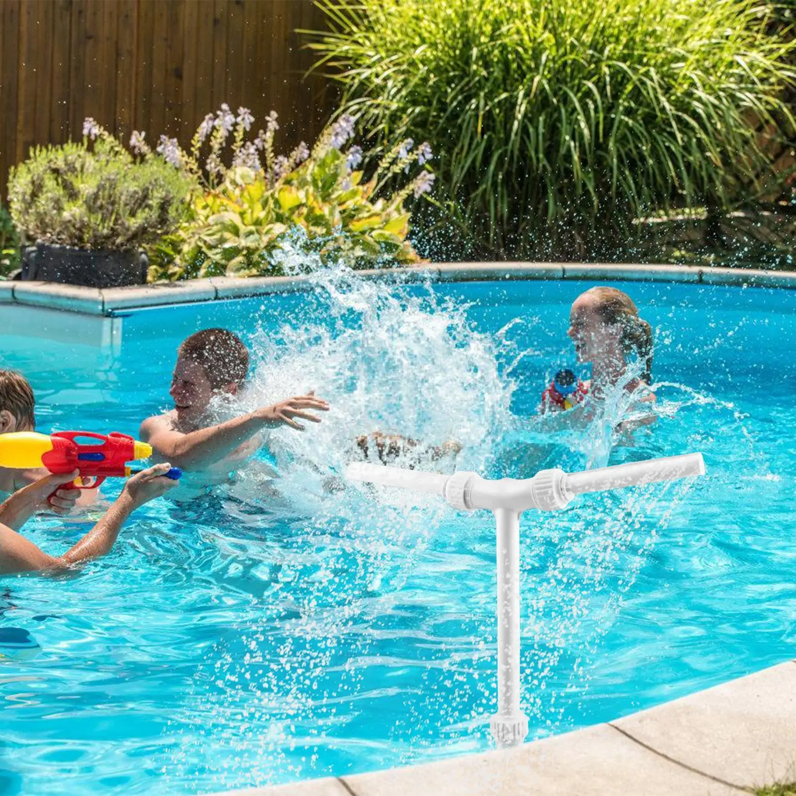 Water Fountain For Pool T-Shaped Cooling Sprinkler Adapter Pool Sprinkler Fountain For Backyard Patio Deck Garden Landscaping