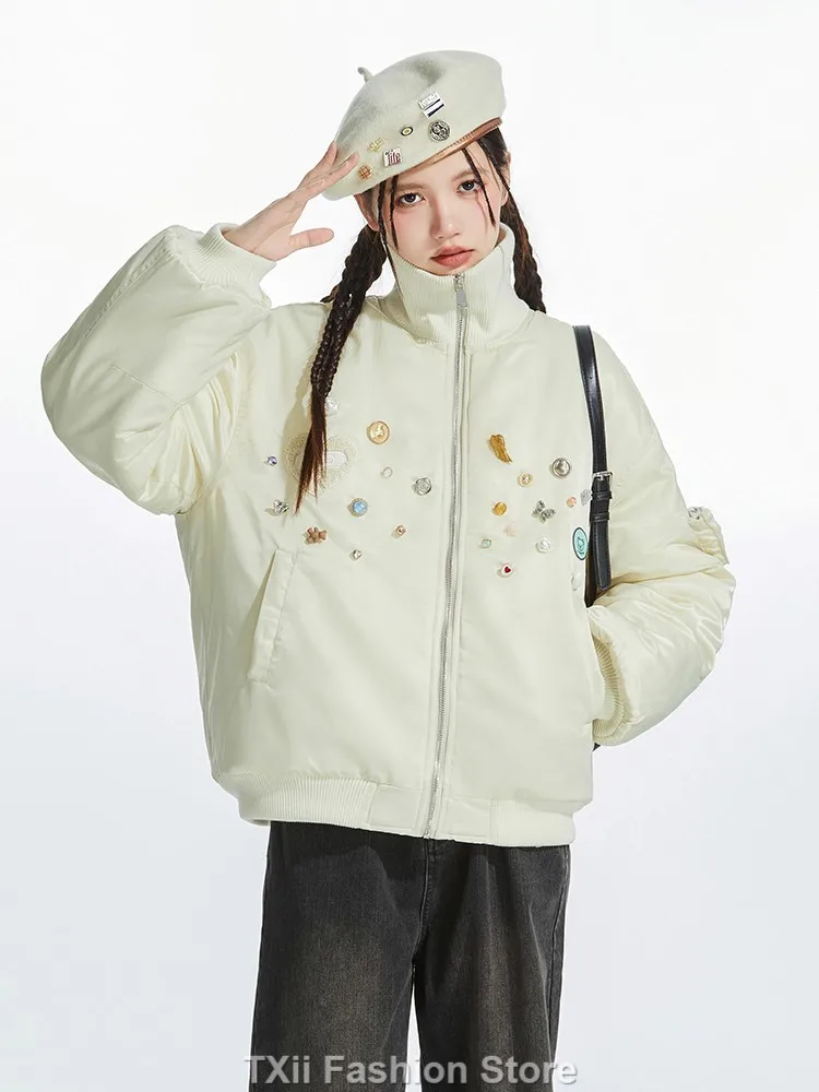 TXii Winter outerwear cotton-padded jacket  design decorated medal pilot jacket Popular this year