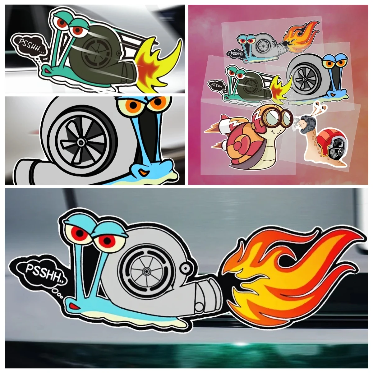 

Funny PSSHH Snail Turbine Sticker PVC Car Sticker The Whole Body Glue Sticker Classic Design