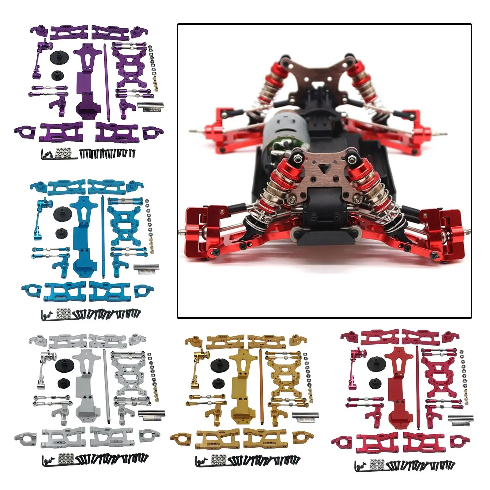 

RC C-shaped Seat Front Steering Cup Motor Gear Front Rear Shock Mount Pull Rod for WLtoys 144001 1/14 Car Buggy DIY Accs