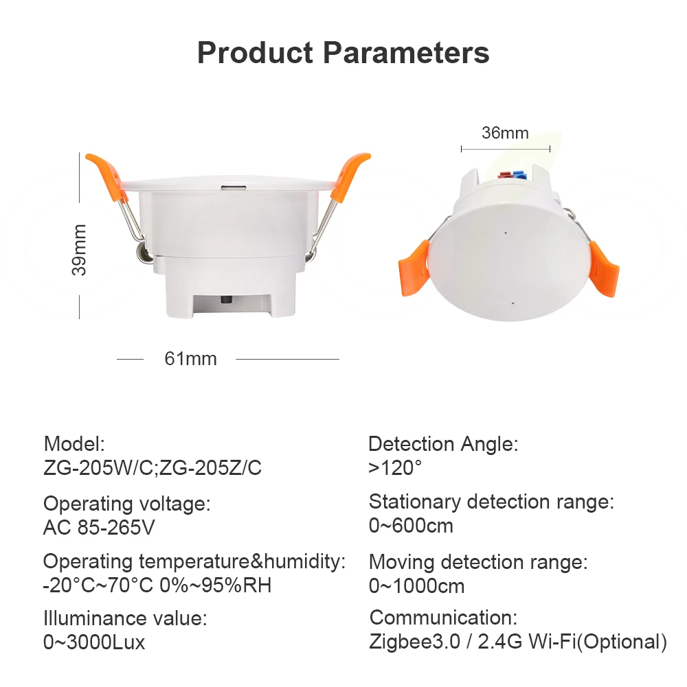 Tuya ZigBee MmWave Menschliche Anwesenheit Sensor 24G Radar Körper Motion Detektor AC85 ~ 265V Für Beleuchtung Smart Home system – Detail 2