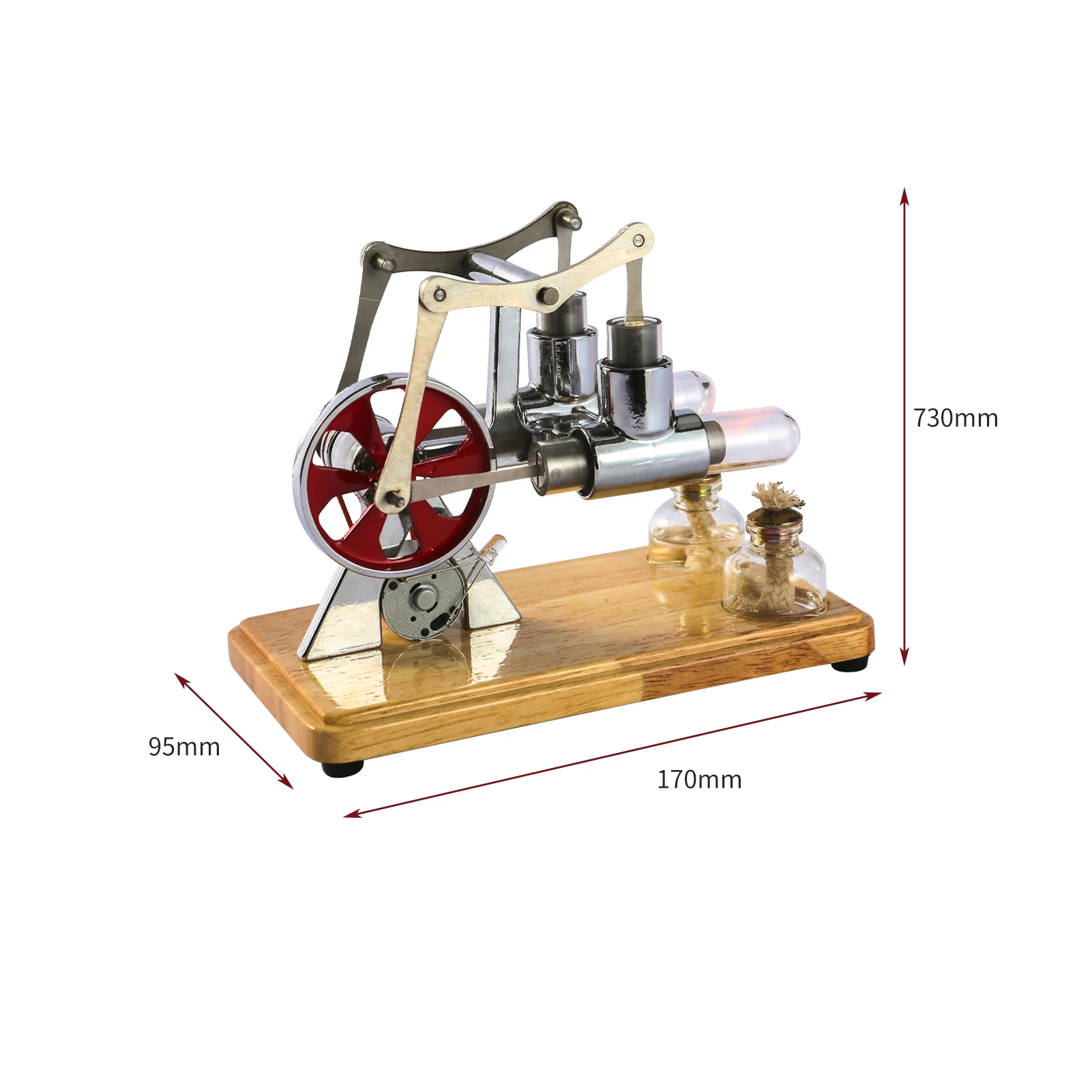 Stirling Engine Kit Hot Air Motor Model Physical Dual Engine Generator Model with LED Light Flywheel Design Science Experiment