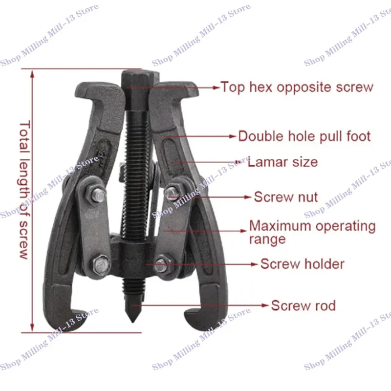 Imagem -05 - Engrenagem Rolamento Extrator Hub Ferramenta Kit Multifuncional Mandíbula Reversível Fly Roda Polia de Remoção Ferramenta Extrator 14