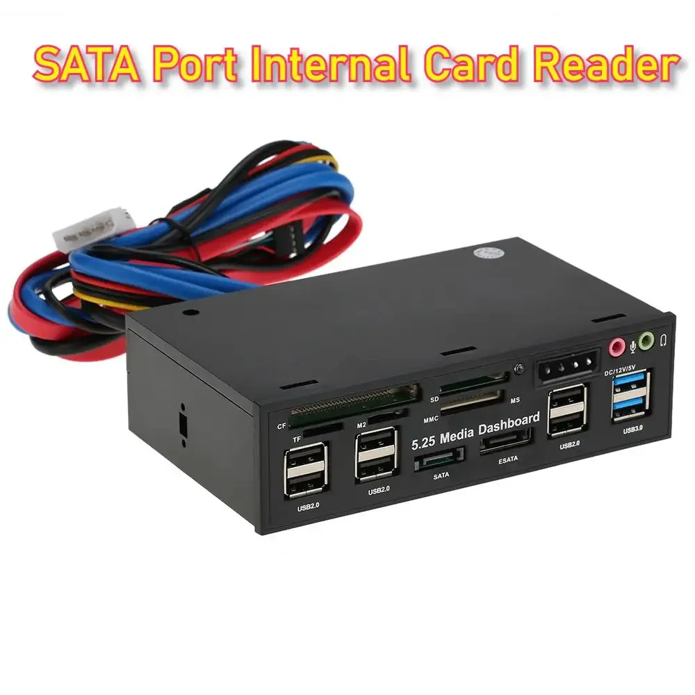 Airies USB 3.0 multifonction eSATA SATA, lecteur de carte interne PC, carte multimédia Prada, panneau avant audio pour SD MS CF TF M2 MMC Memo