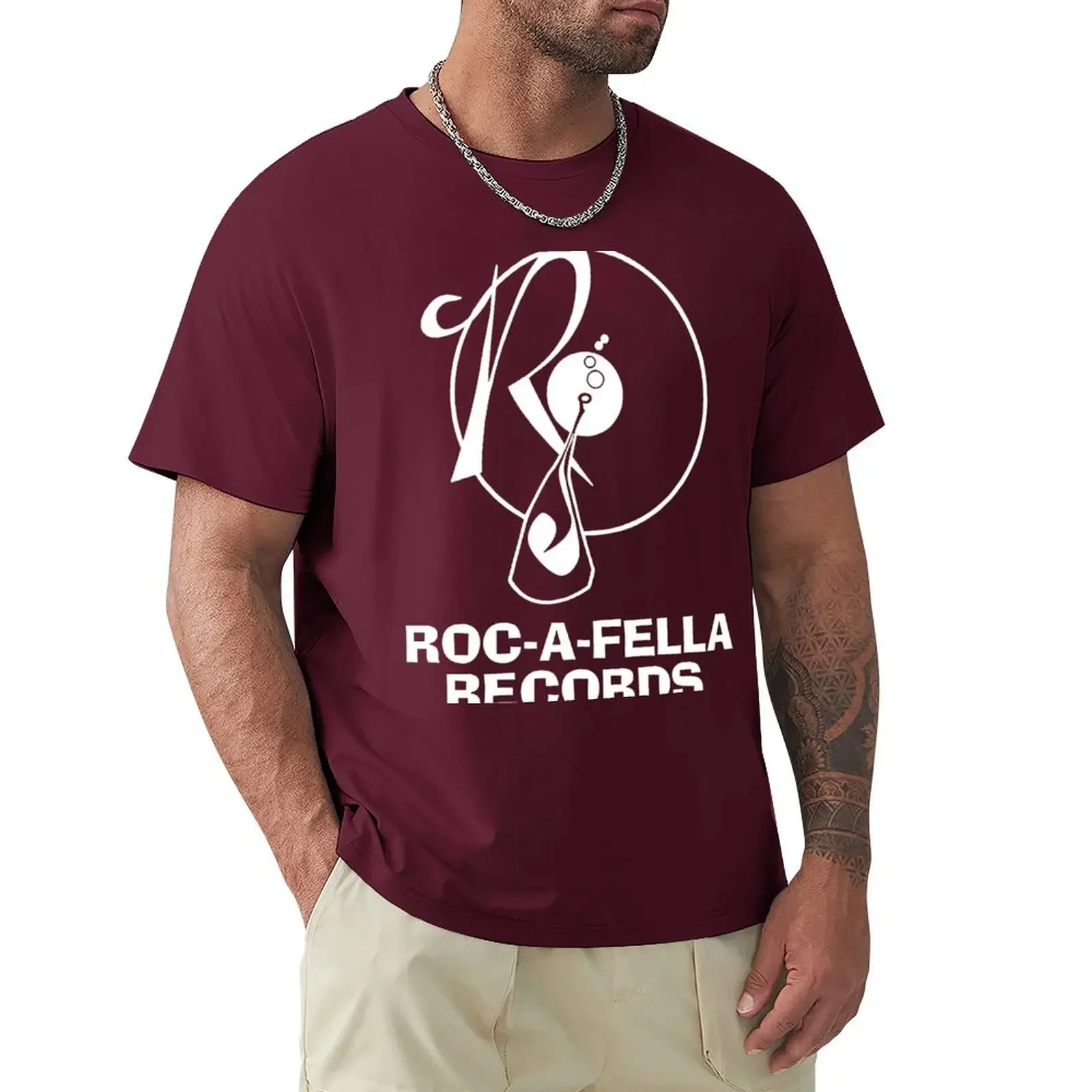 for men New fashion heavyweight vintage Collar streetwea Roc-A-Fella Short sleeve tee sports fans hippie clothes black t shirts