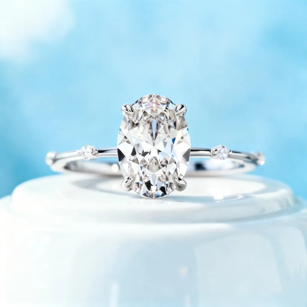 CxsJeremy Solid 14K Yellow Gold 2ct Oval Cut DEF VS Lab Grown Diamond With IGI Certificate Thin Engagement Ring For Women Band