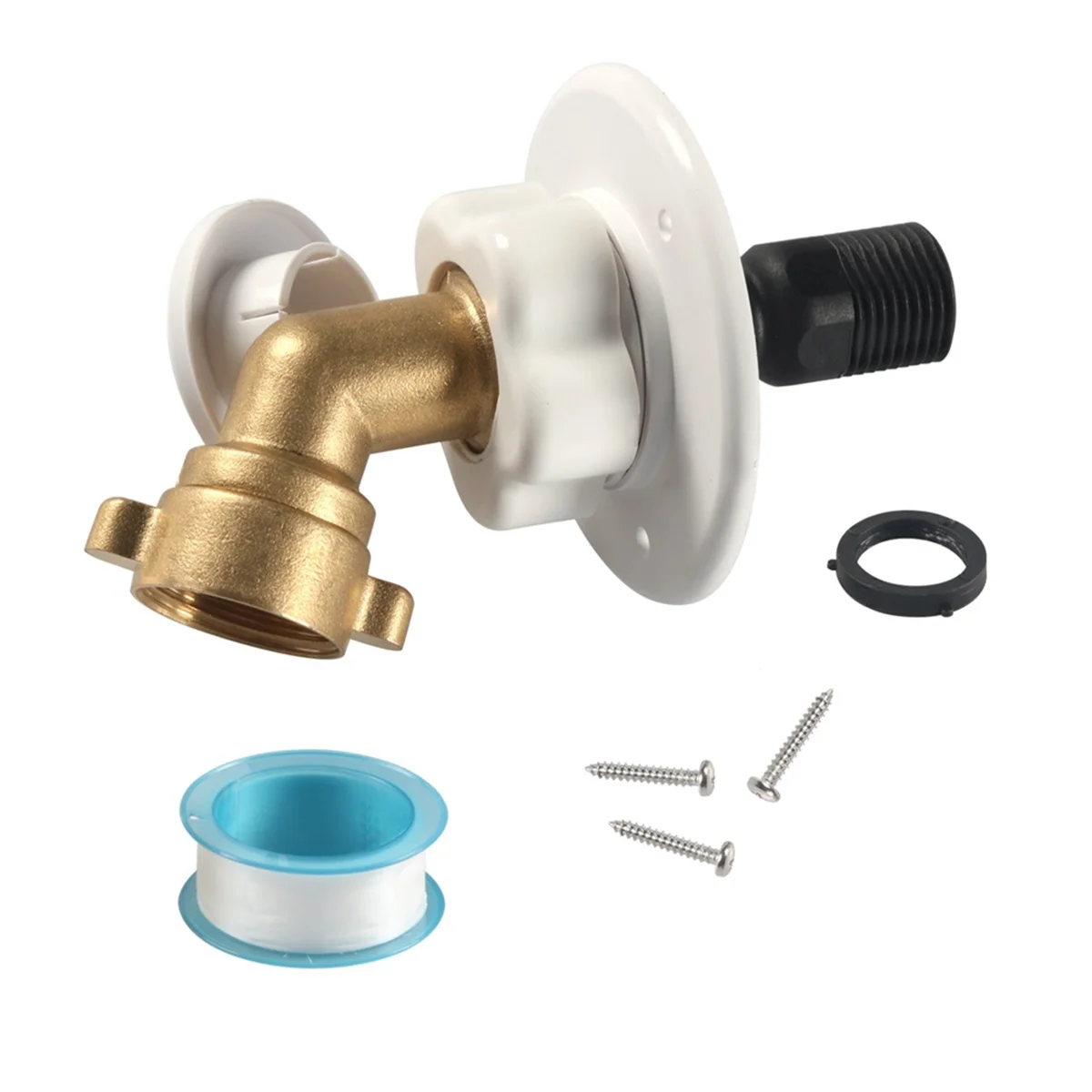 RV City Water Fill Inlet Flange Brass with Hose Elbow Check Valve Hookup Connector for Trailer Marine, 45 Degree