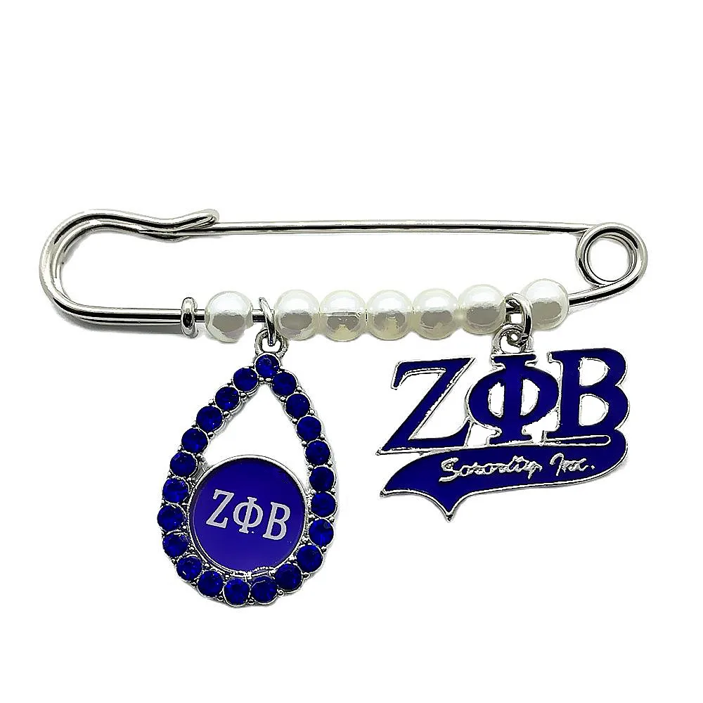 Since Year 1920 Greek Letters Sorority Zeta Phi Beta Lapel Pin ZOB Pearl Brooch Jewelry