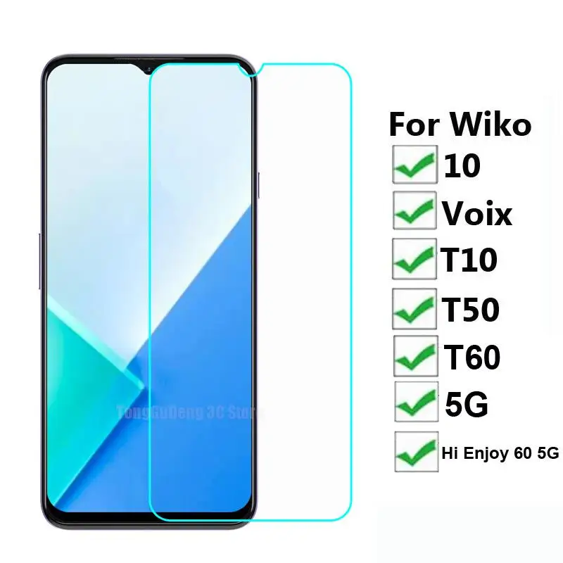 2-1Pcs Protective Glass For Wiko T60 Tempered Glass Phone Film For Pelicula Wiko Hi Enjoy 60 5G 10 T10 T50 Voix Screen Protector