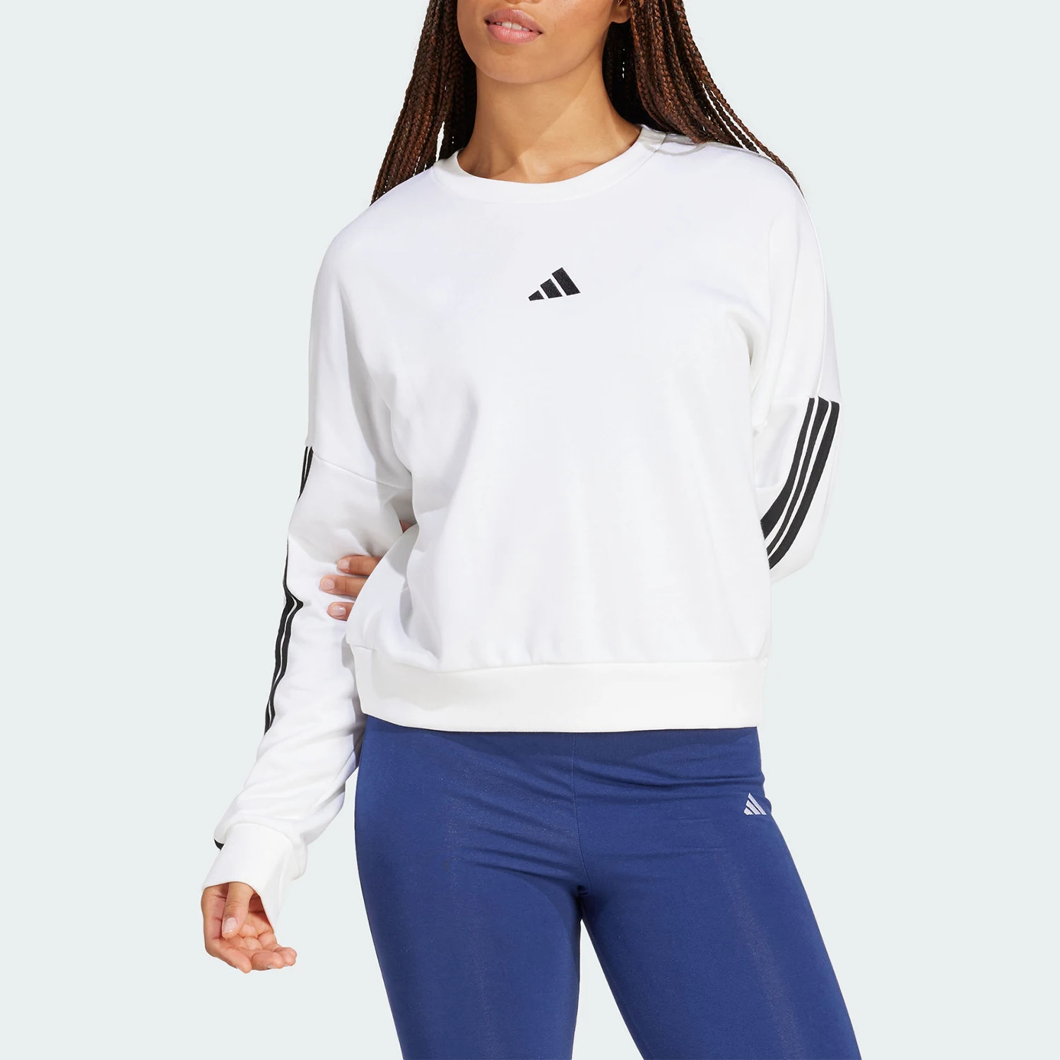 

Официальная женская свободная повседневная толстовка с круглым вырезом Adidas W 3S FT SWT JD5285