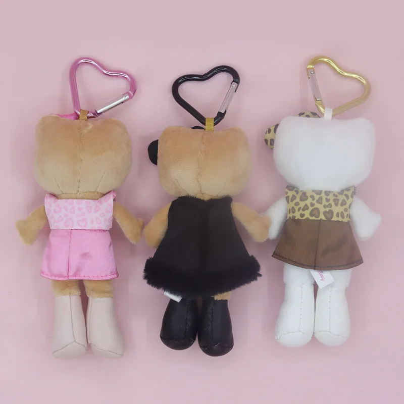 Japanese New Long Legged Sweet Style KT Plush Doll Leopard Print Black Pink KT Toy Girl Heart Bag Hanging Decor Keychain Gift